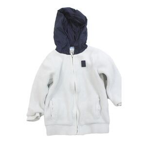 Jacadi Boys Long Sleeve Front Zip Hooded Knit Jacket White Navy Size 3